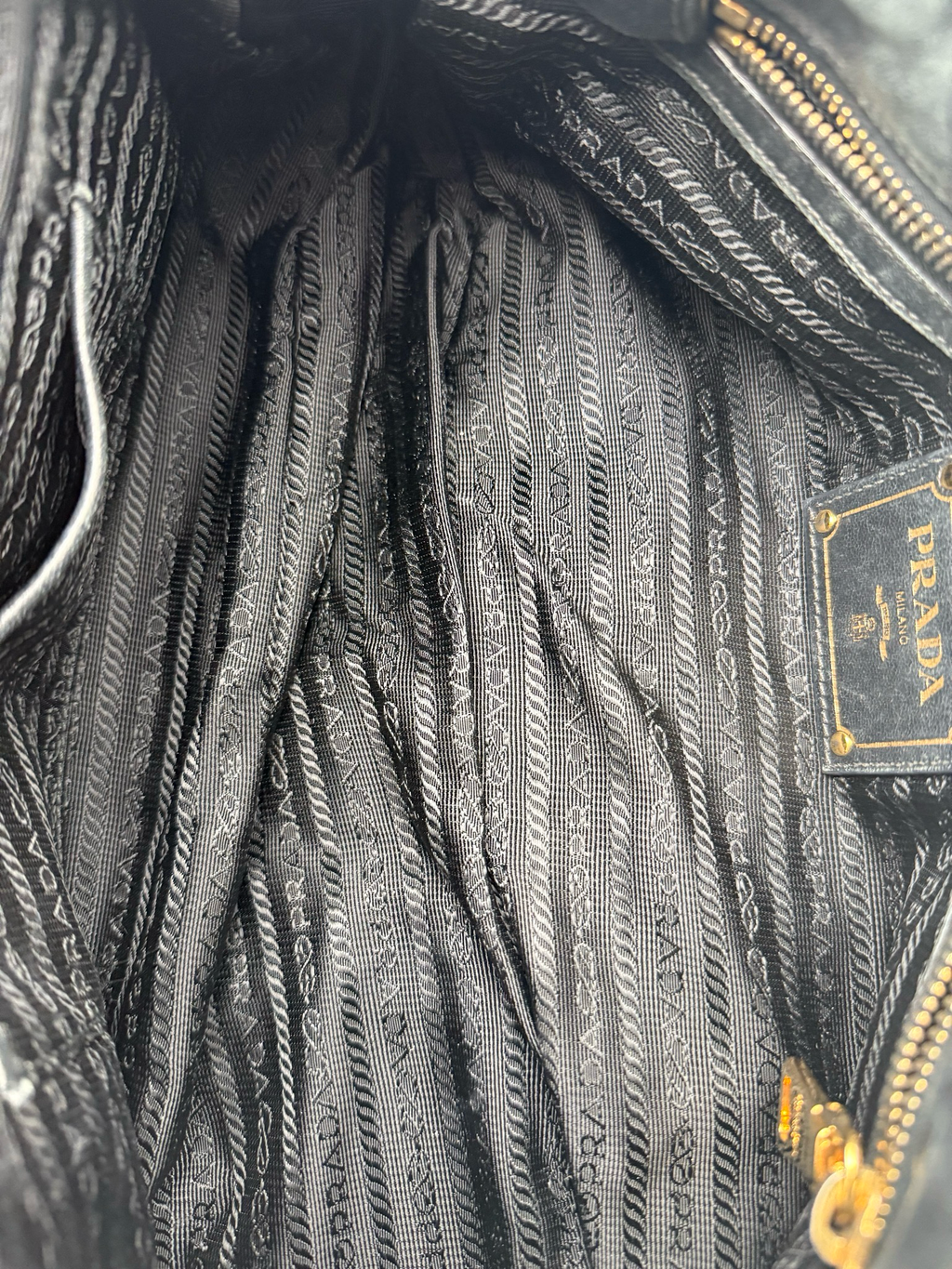 Prada Nappa Leather Gaufre Black Handbag Top Handle