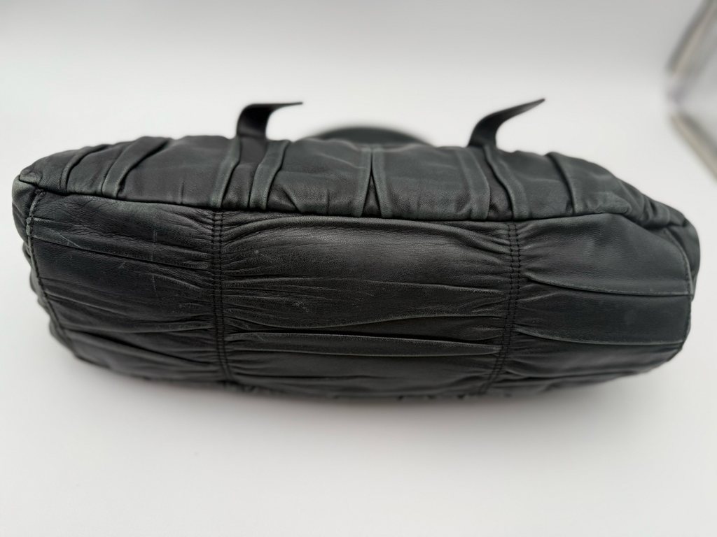 Prada Nappa Leather Gaufre Black Handbag Top Handle