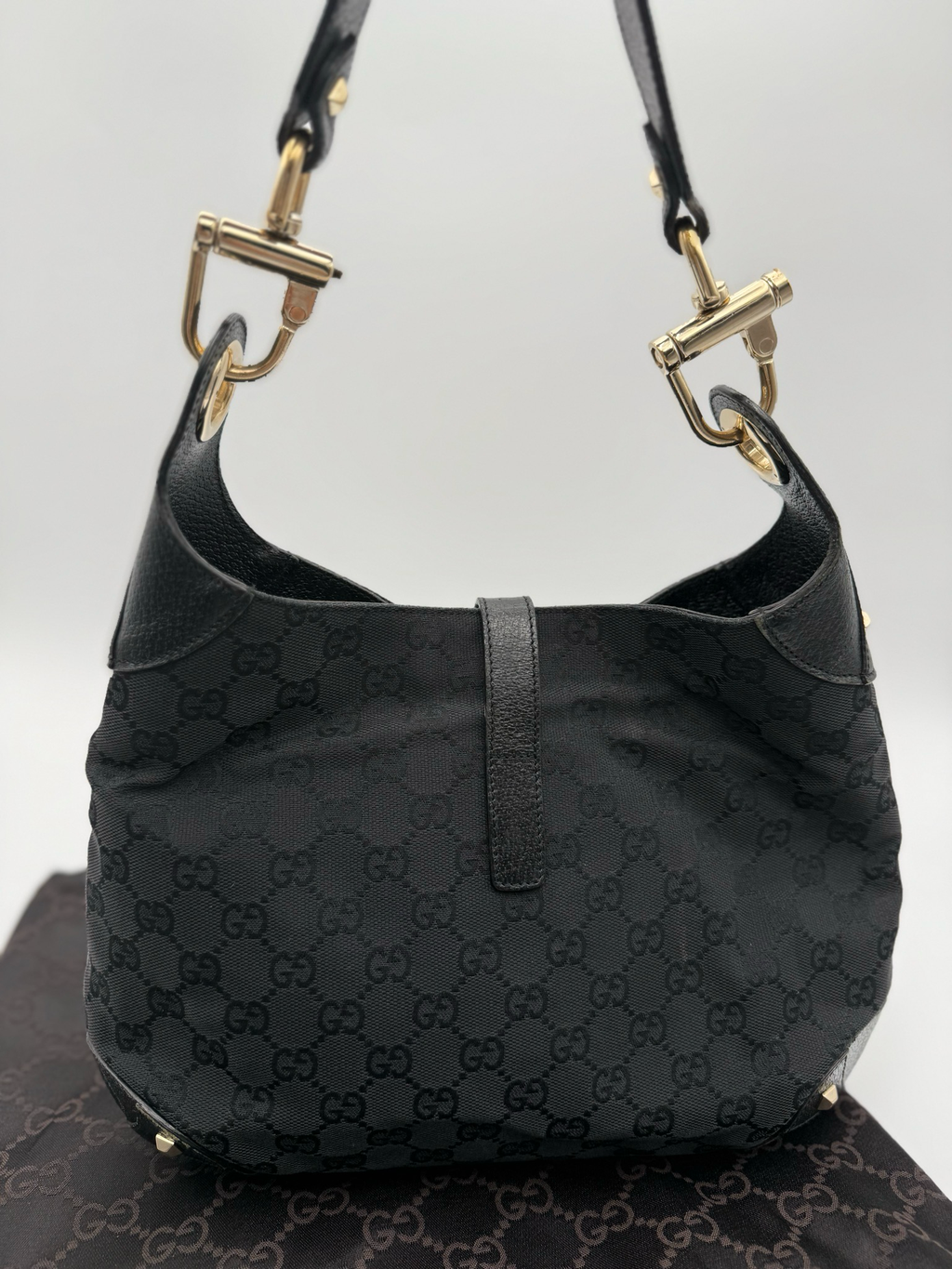 Gucci Vintage Hobo Monogram Jackie Piston Lock Shoulder
