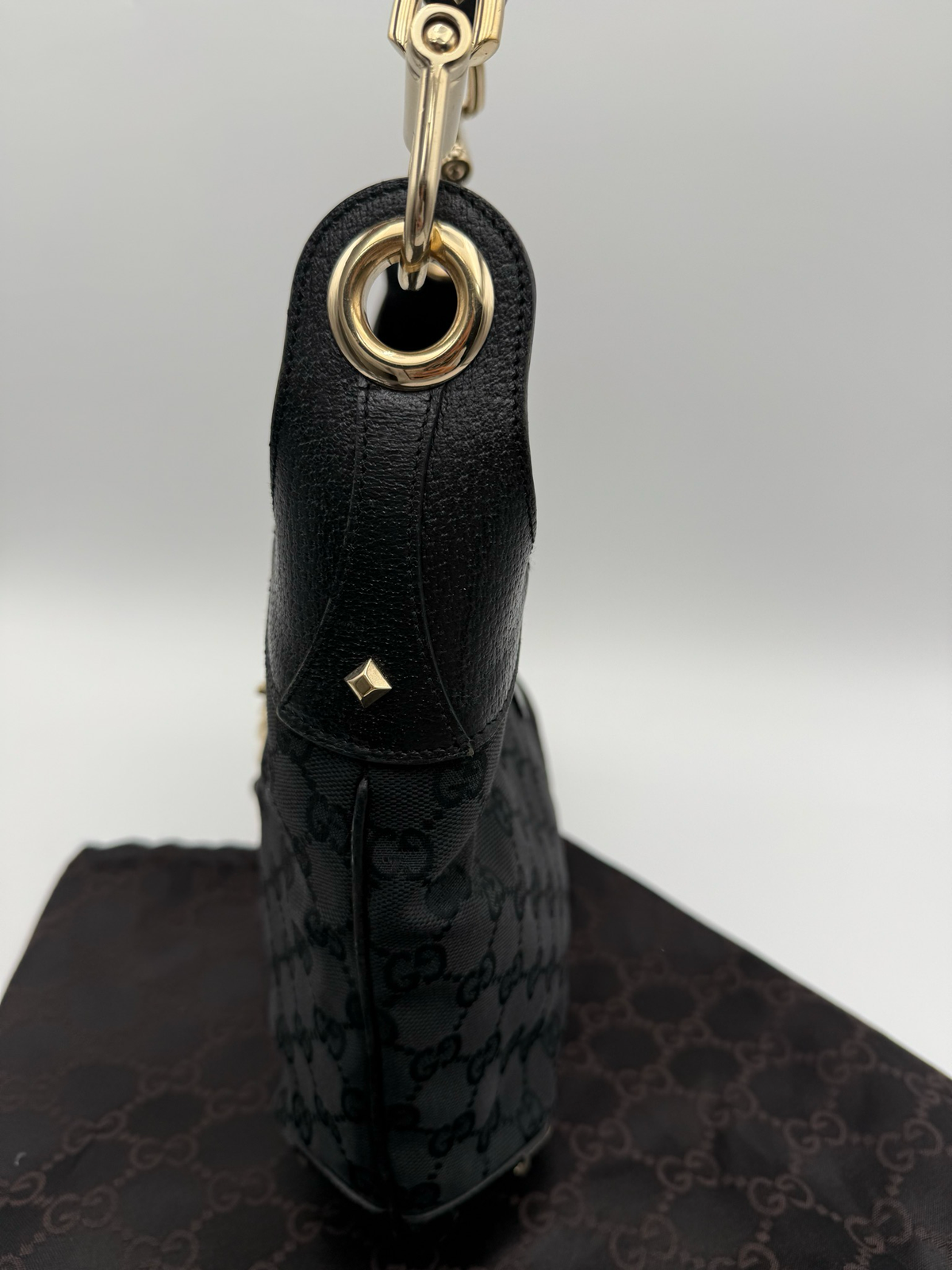 Gucci Vintage Hobo Monogram Jackie Piston Lock Shoulder