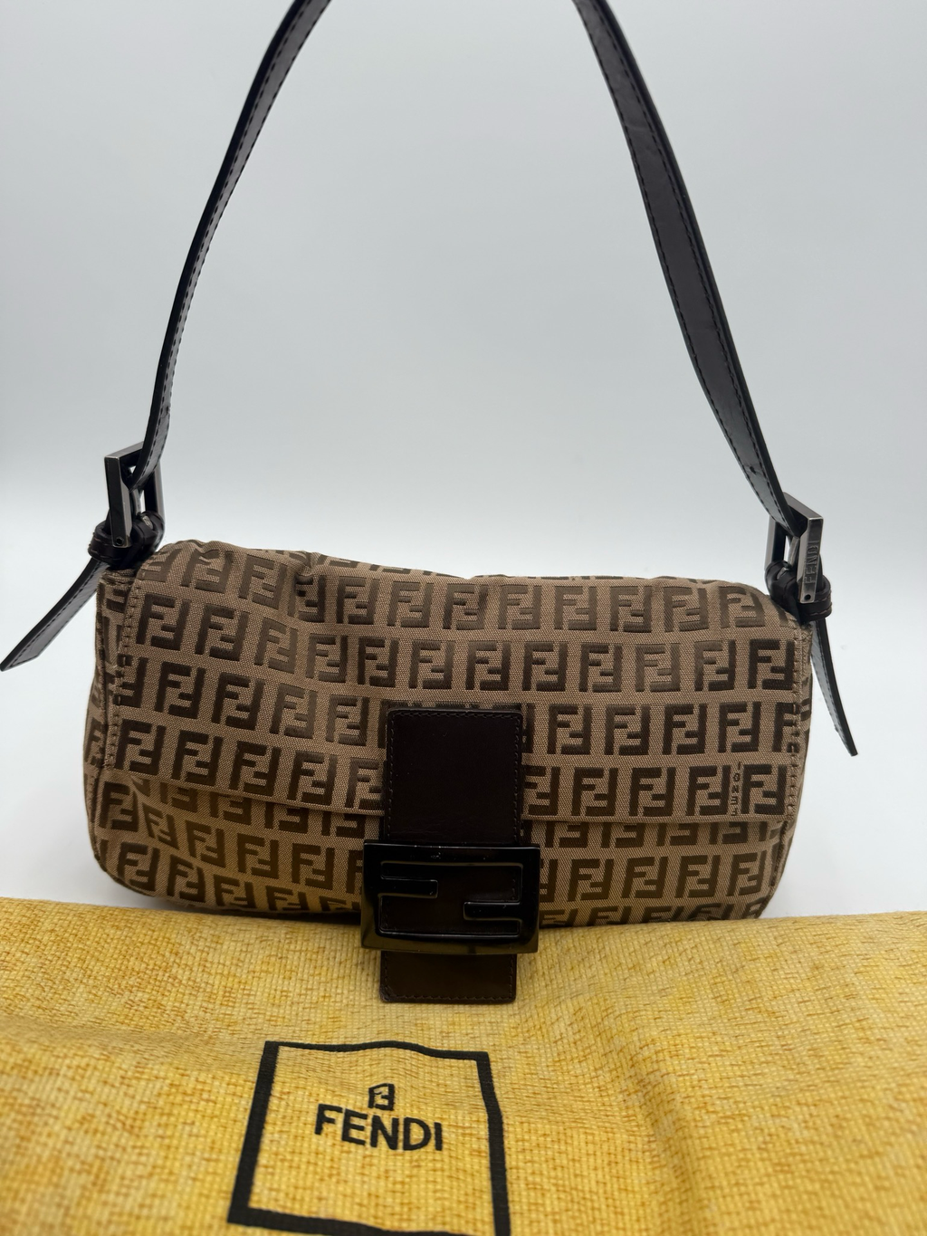 Fendi Zucchino Hobo Flap Shoulder Bag
