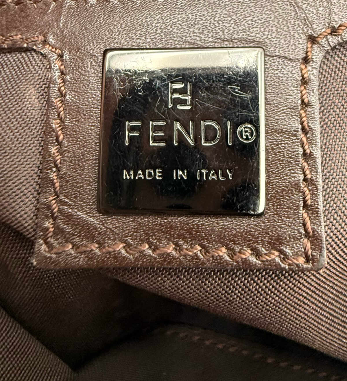 Fendi Zucchino Hobo Flap Shoulder Bag