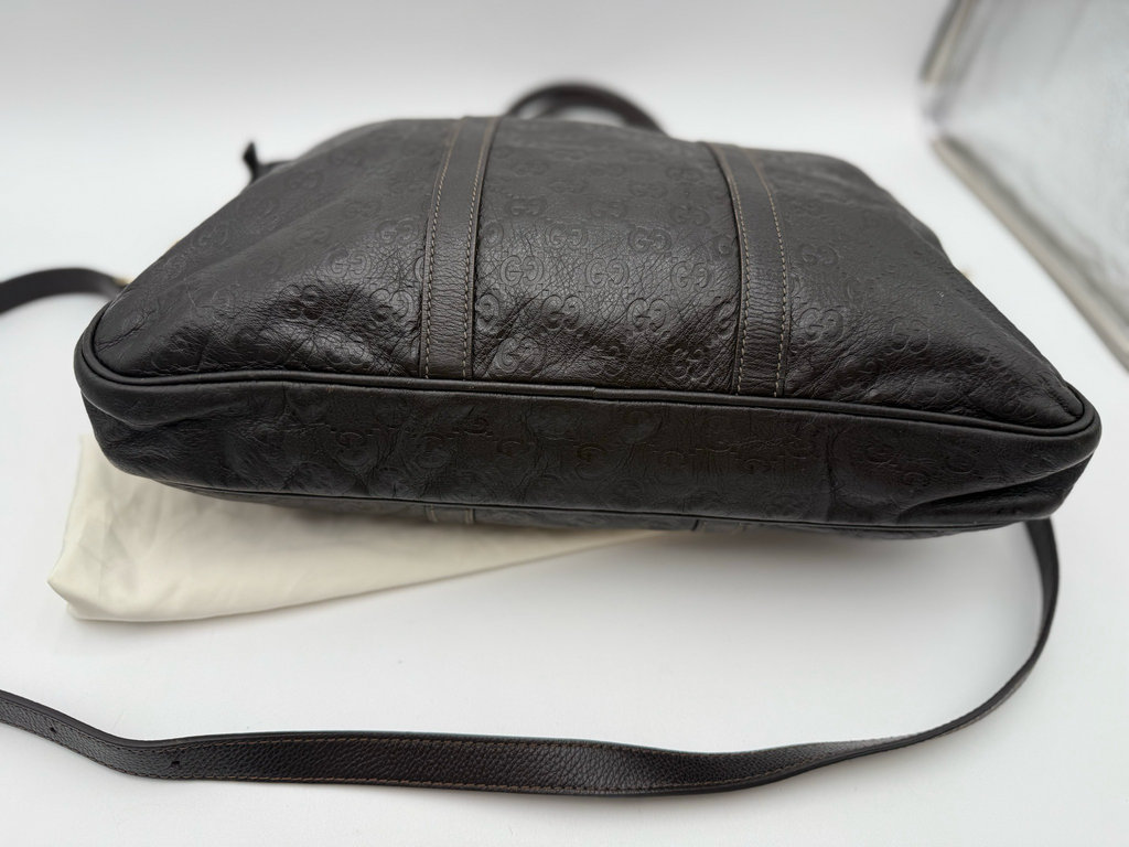 Gucci Briefcase Guccissima Leather Crossbody Laptop Bag