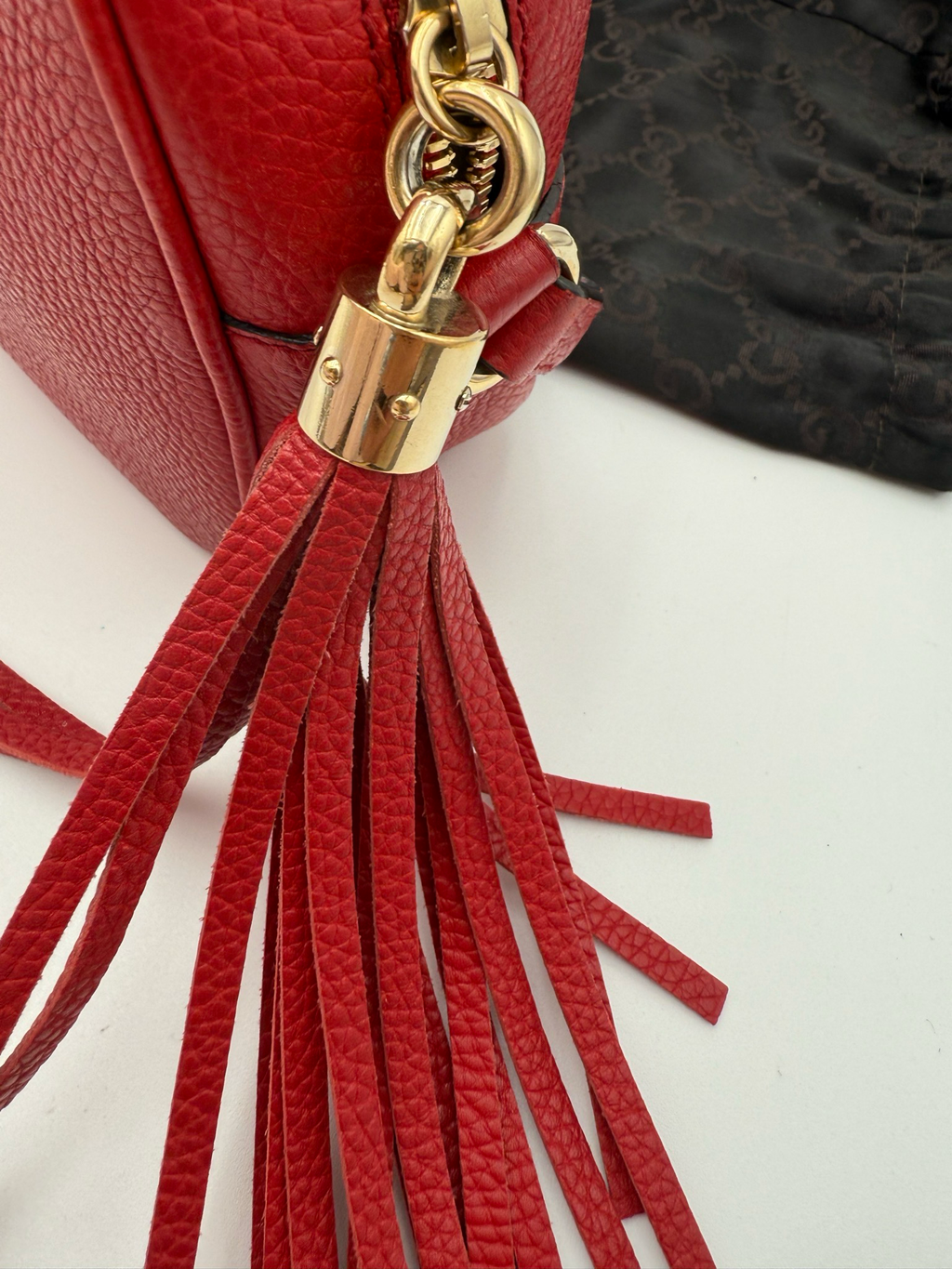 Gucci Pebbled Leather Red Soho Camera Bag