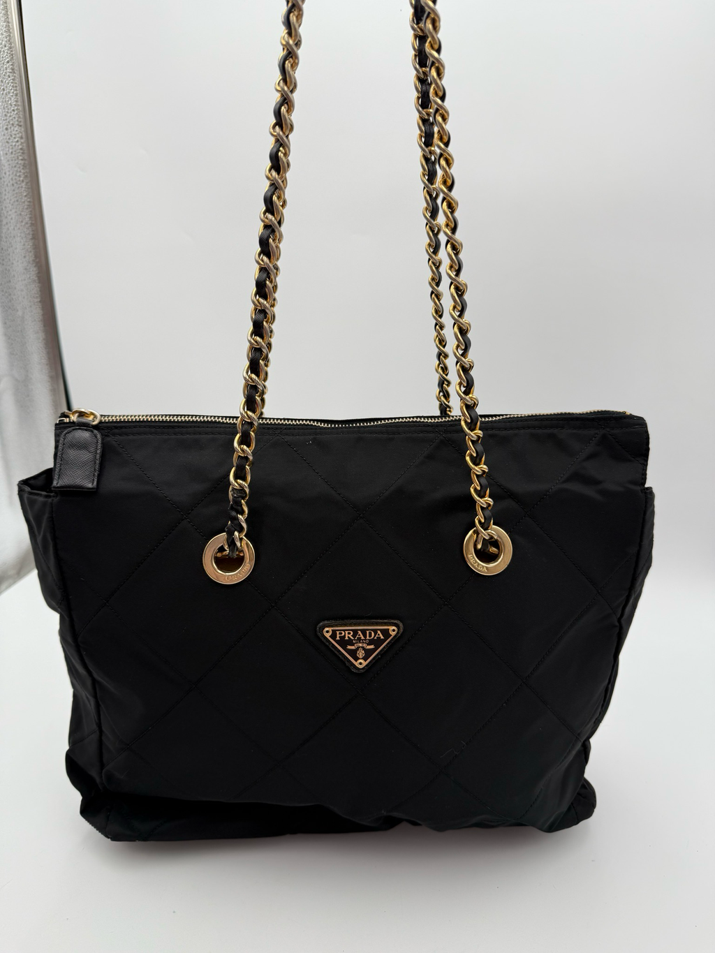 Prada Nylom Tessuto Quilted Chain Tote Shoulder