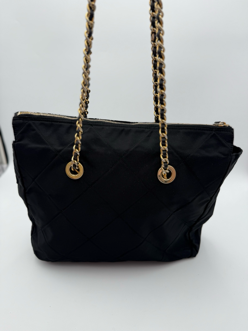 Prada Nylom Tessuto Quilted Chain Tote Shoulder