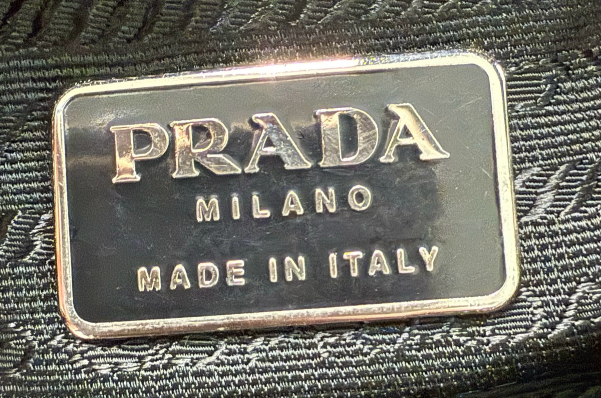 Prada Nylon Tessuto Soft Calf Pochette Shoulder Bag Navy Blue