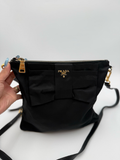 Prada Nylon Tessuto Bow Crossbody Messenger Black
