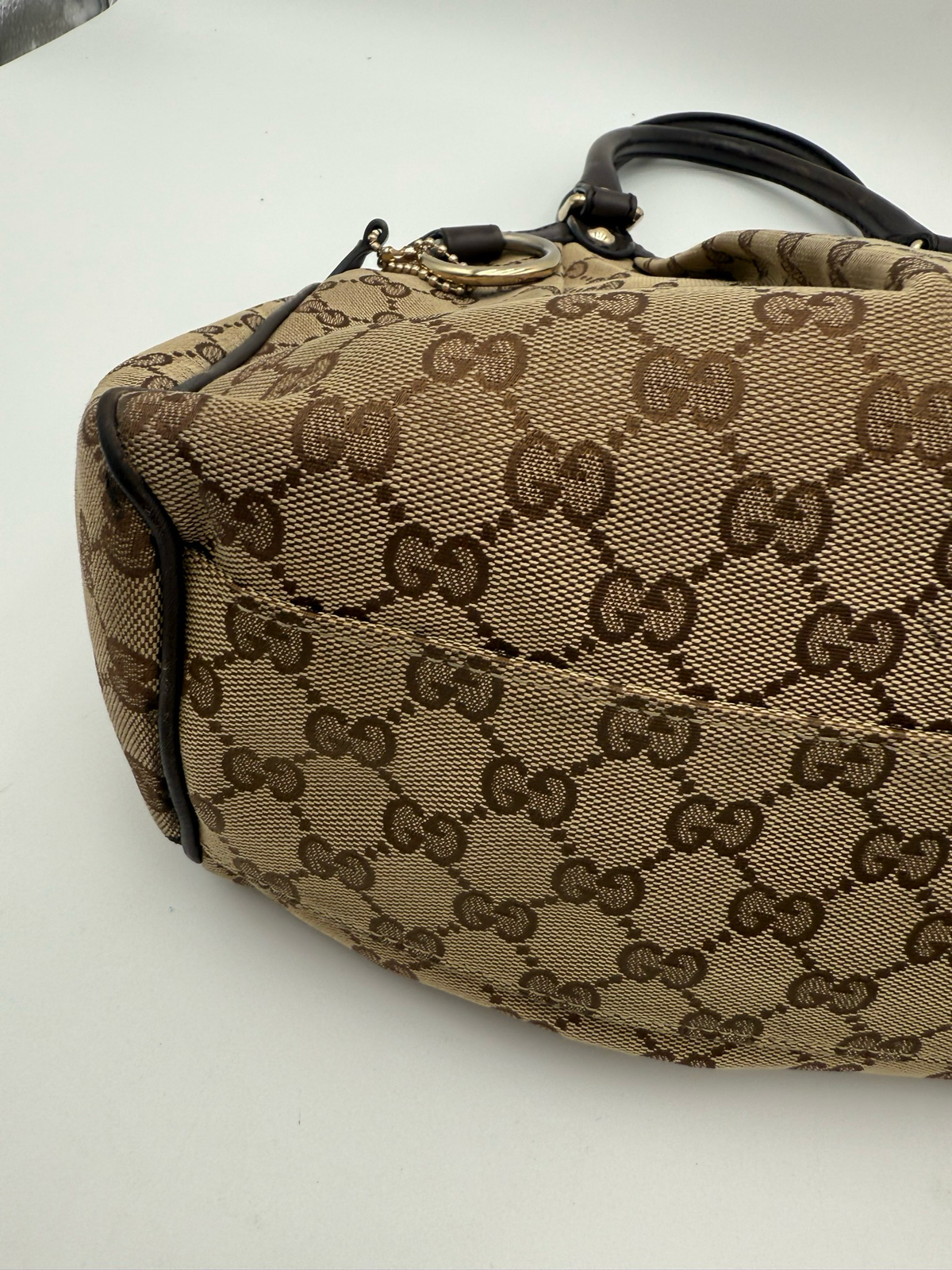 Gucci Monogram Sukey Medium Tote Shoulder Bag Dark Brown