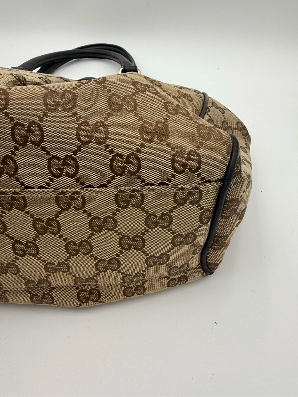 Gucci Monogram Sukey Medium Tote Shoulder Bag Dark Brown