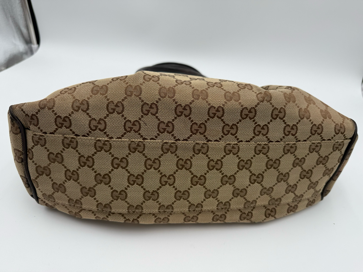 Gucci Monogram Sukey Medium Tote Shoulder Bag Dark Brown