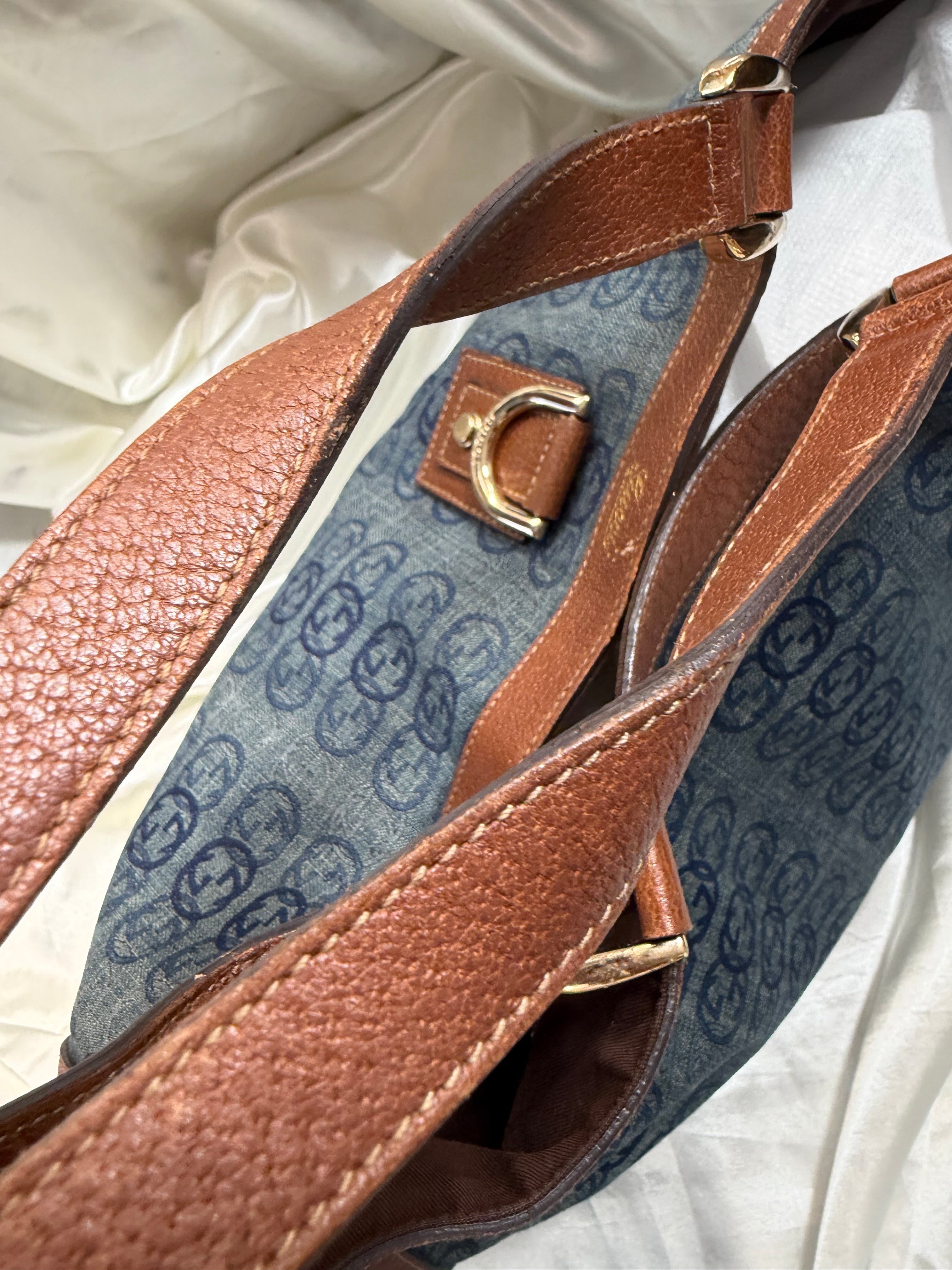 Gucci Abbey D-Ring Tote Denim Shoulder Bag
