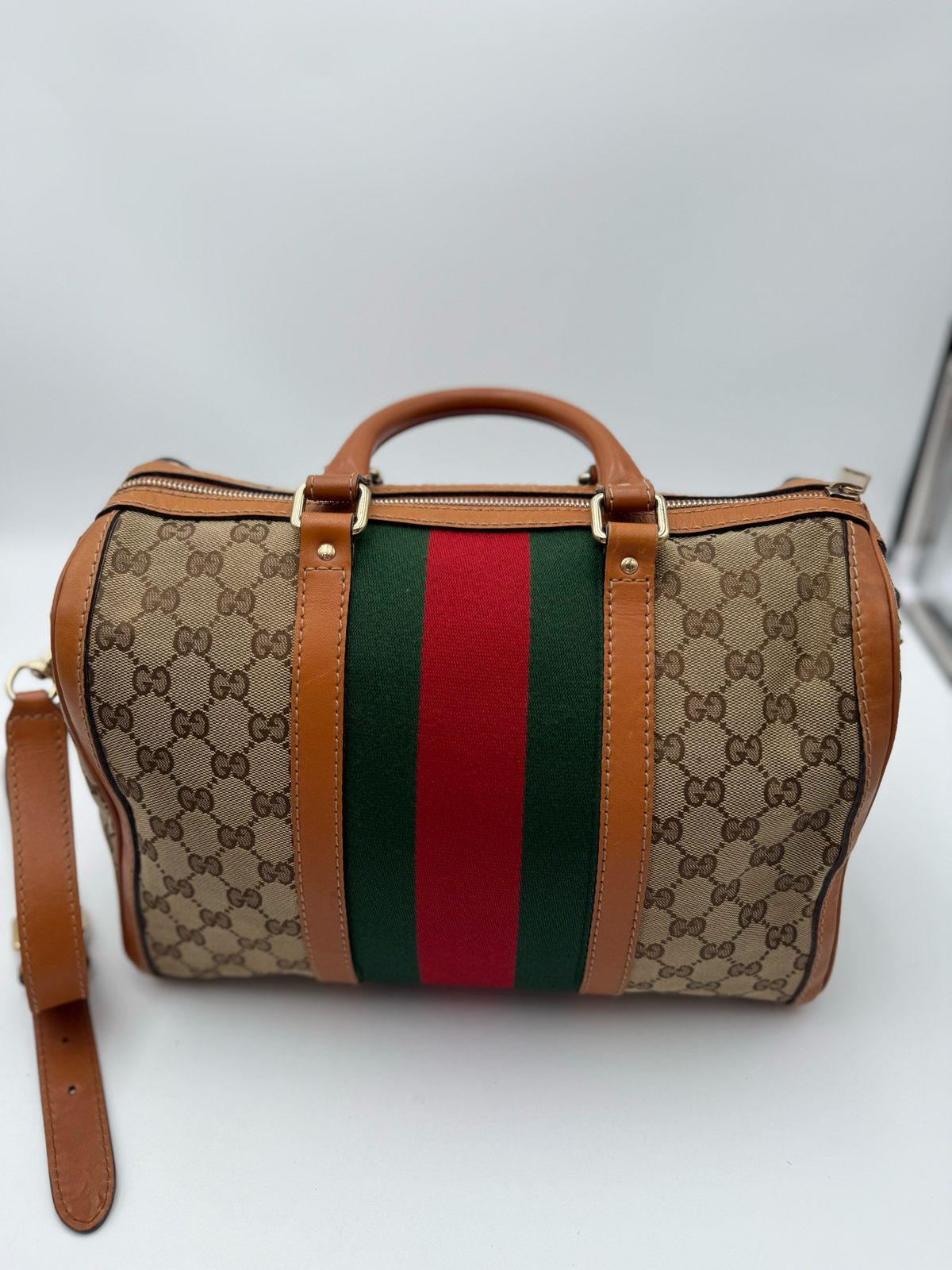 Gucci Monogram Web Vintage Crossbody Messenger Bag