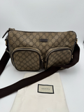 Gucci Supreme Coated Canvas Double Pocket Messenger Crossbody Bag