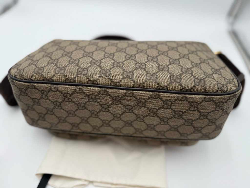 Gucci Supreme Coated Canvas Double Pocket Messenger Crossbody Bag