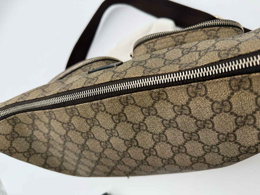 Gucci Supreme Coated Canvas Double Pocket Messenger Crossbody Bag