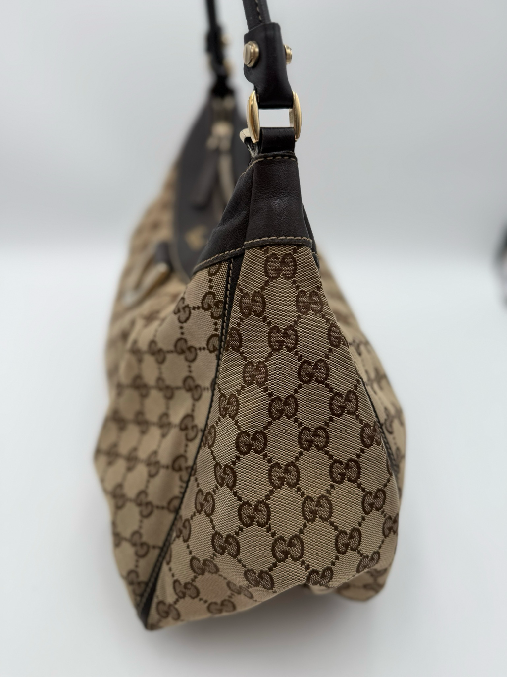 Gucci Monogram Canvas Abbey Tote Shoulder Bag