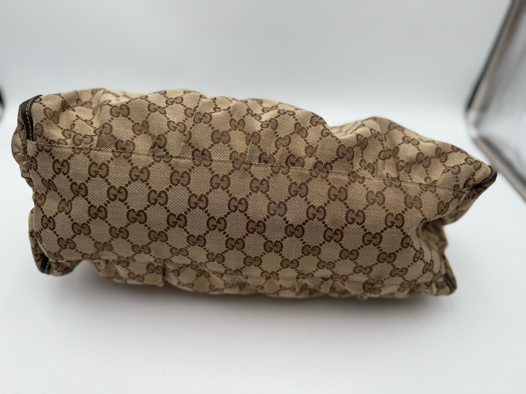 Gucci Monogram Canvas Abbey Tote Shoulder Bag