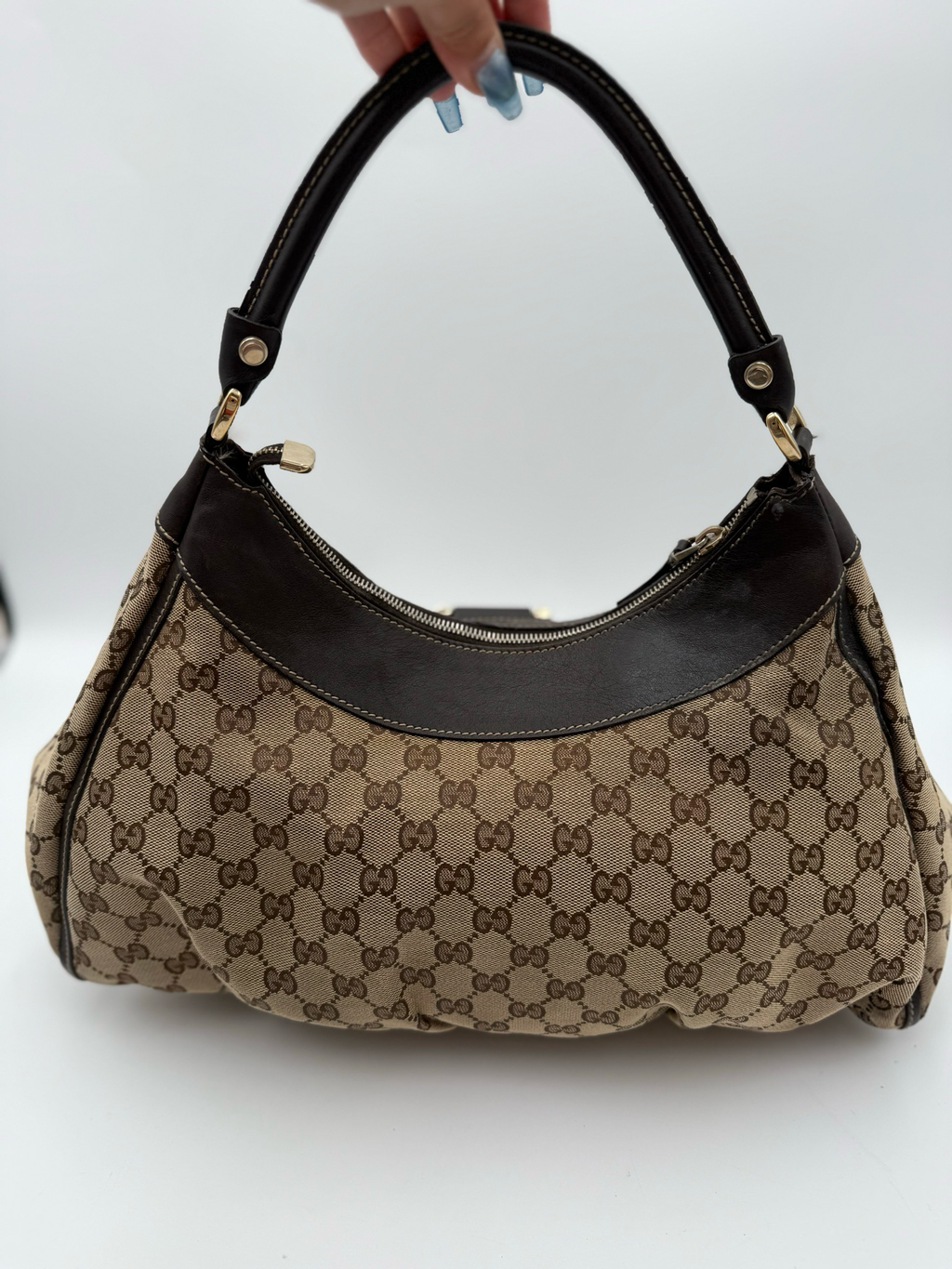 Gucci Monogram Canvas Abbey Tote Shoulder Bag