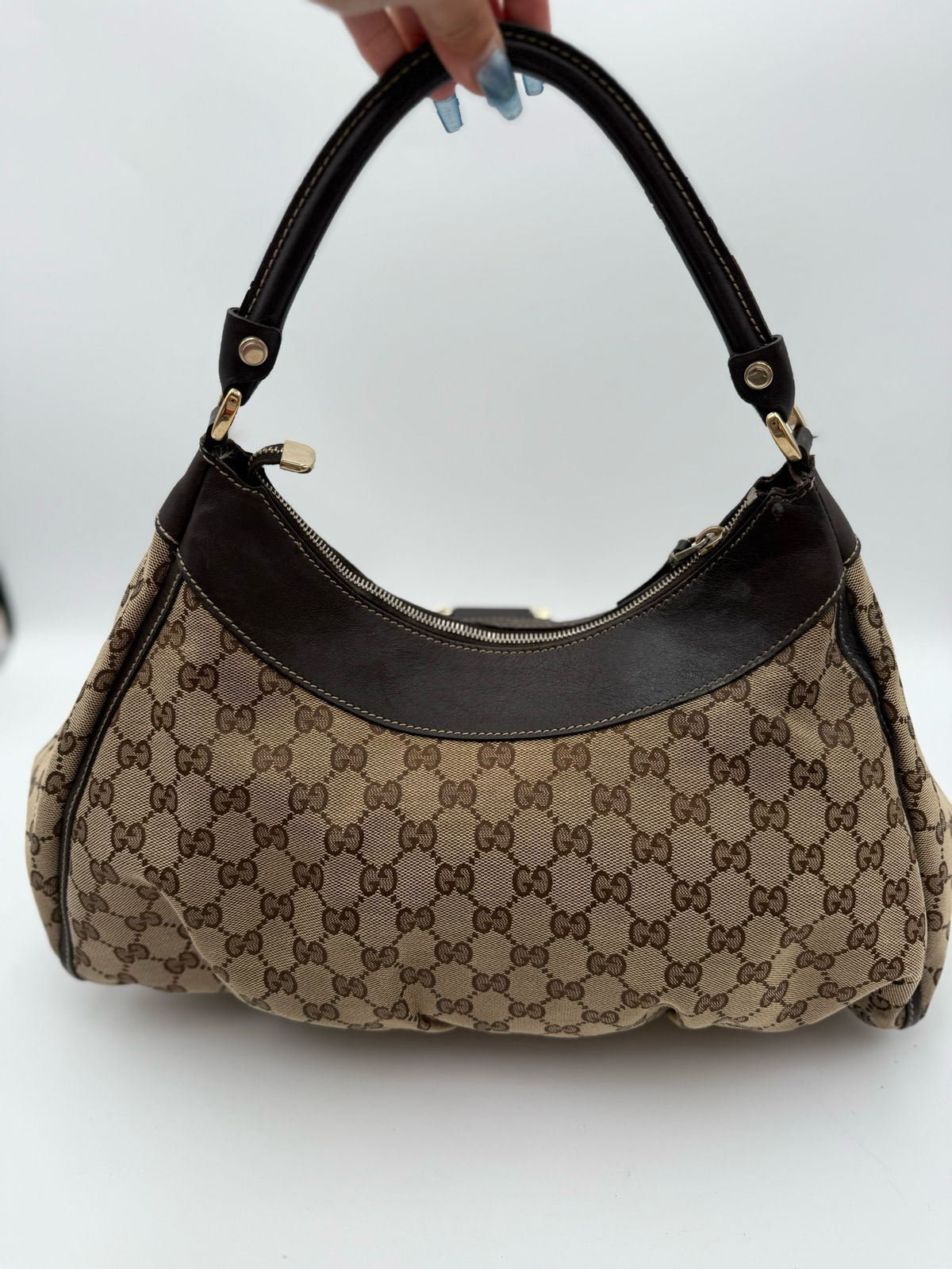 Gucci Monogram Canvas Abbey Tote Shoulder Bag