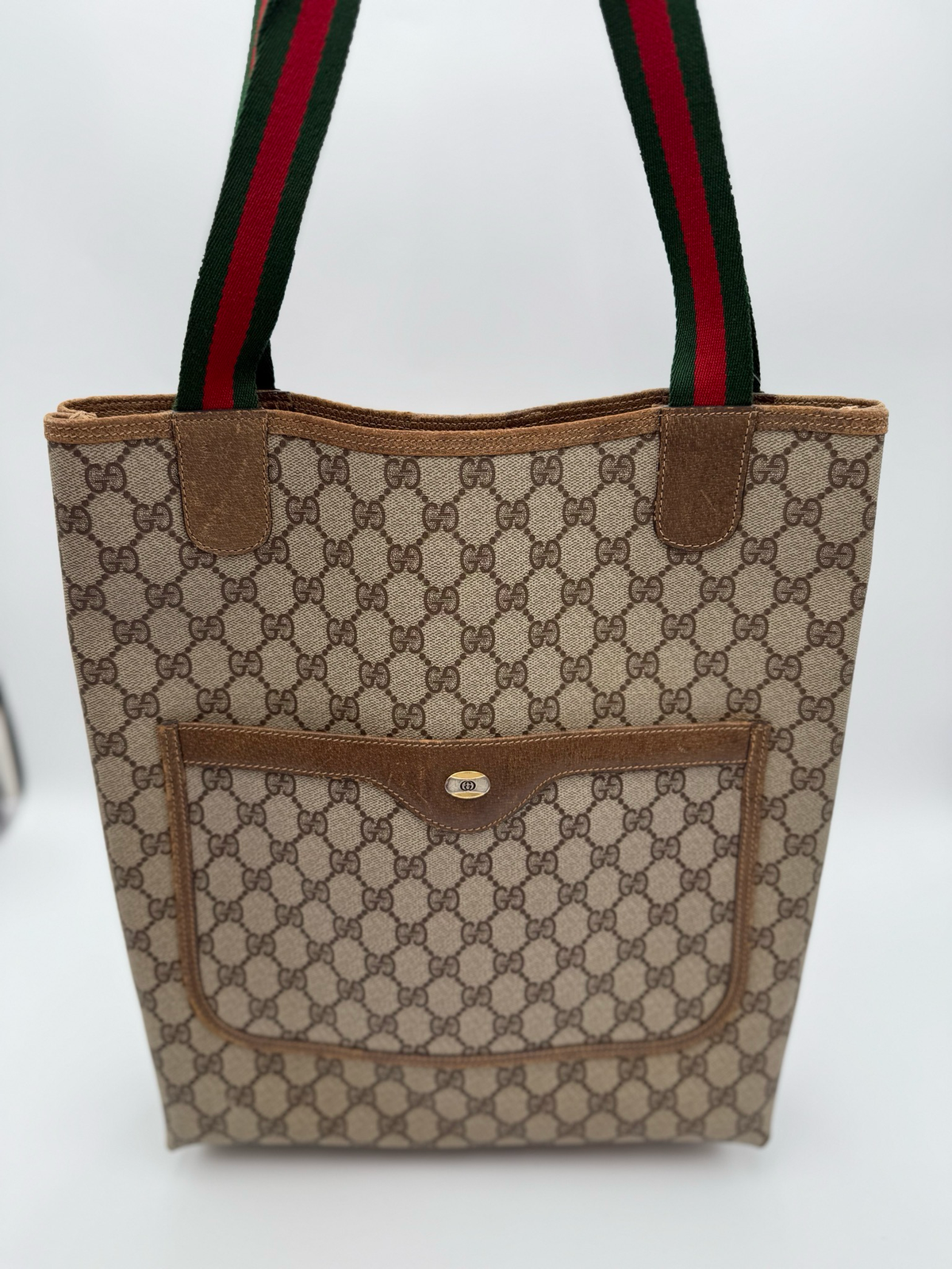 Gucci Supreme Vertical Tote Shoulder Bag Web Strap