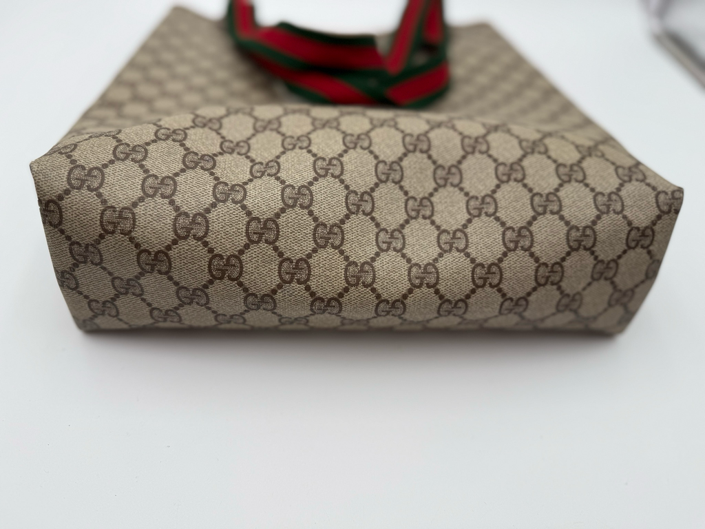 Gucci Supreme Vertical Tote Shoulder Bag Web Strap