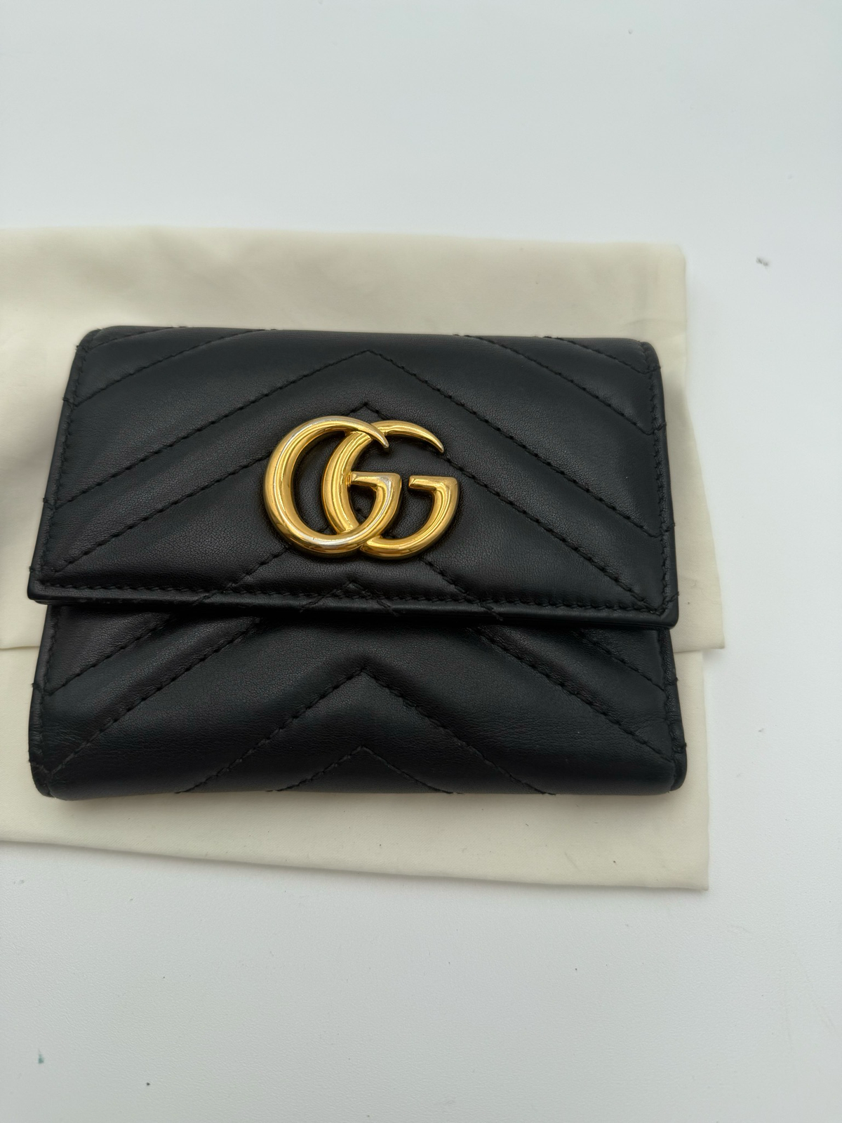 Gucci Marmont Black Matelasse TriFold