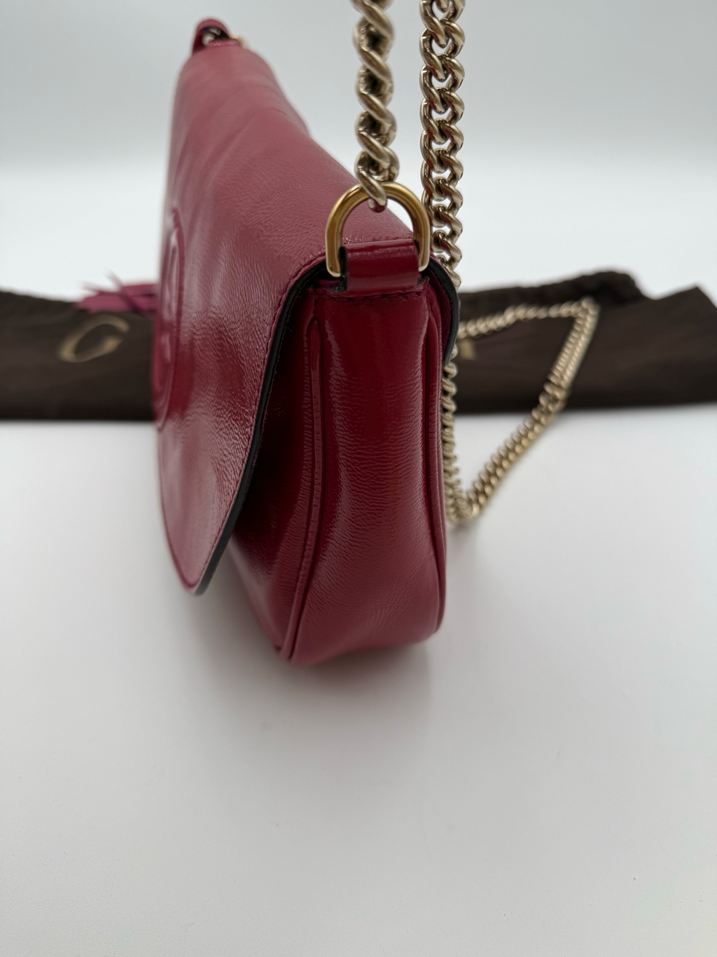 Gucci Soho Medium Flap Messenger Crossbody Patent