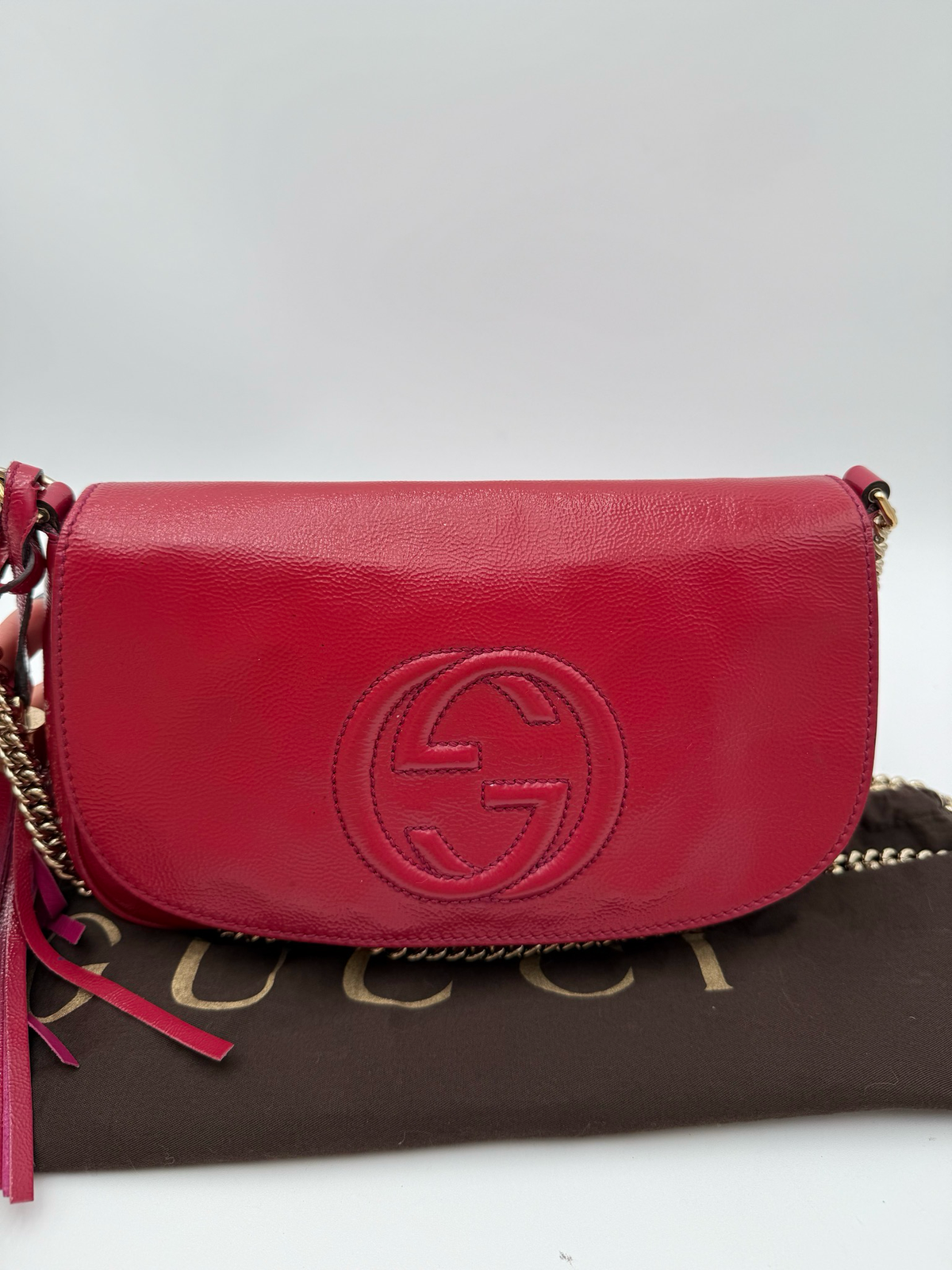 Gucci Soho Medium Flap Messenger Crossbody Patent