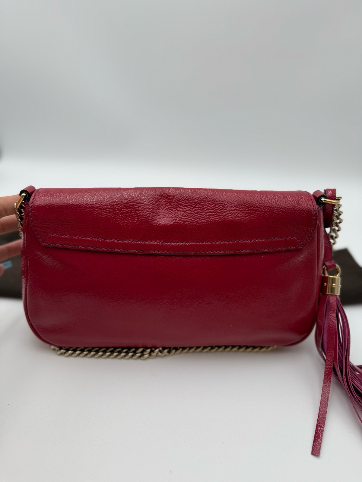 Gucci Soho Medium Flap Messenger Crossbody Patent