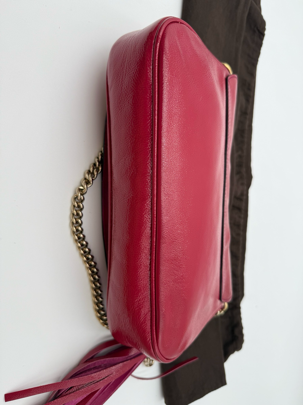 Gucci Soho Medium Flap Messenger Crossbody Patent