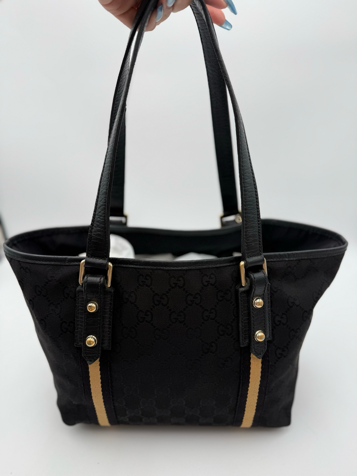 Gucci Canvas Joliceur Web Tote Shoulder Bag