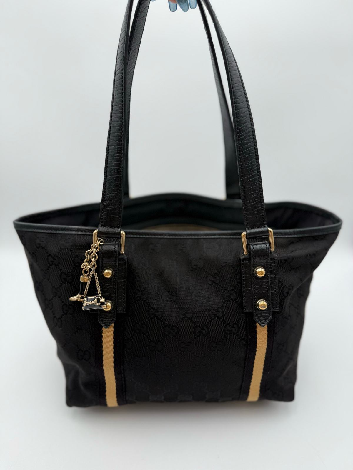 Gucci Canvas Joliceur Web Tote Shoulder Bag