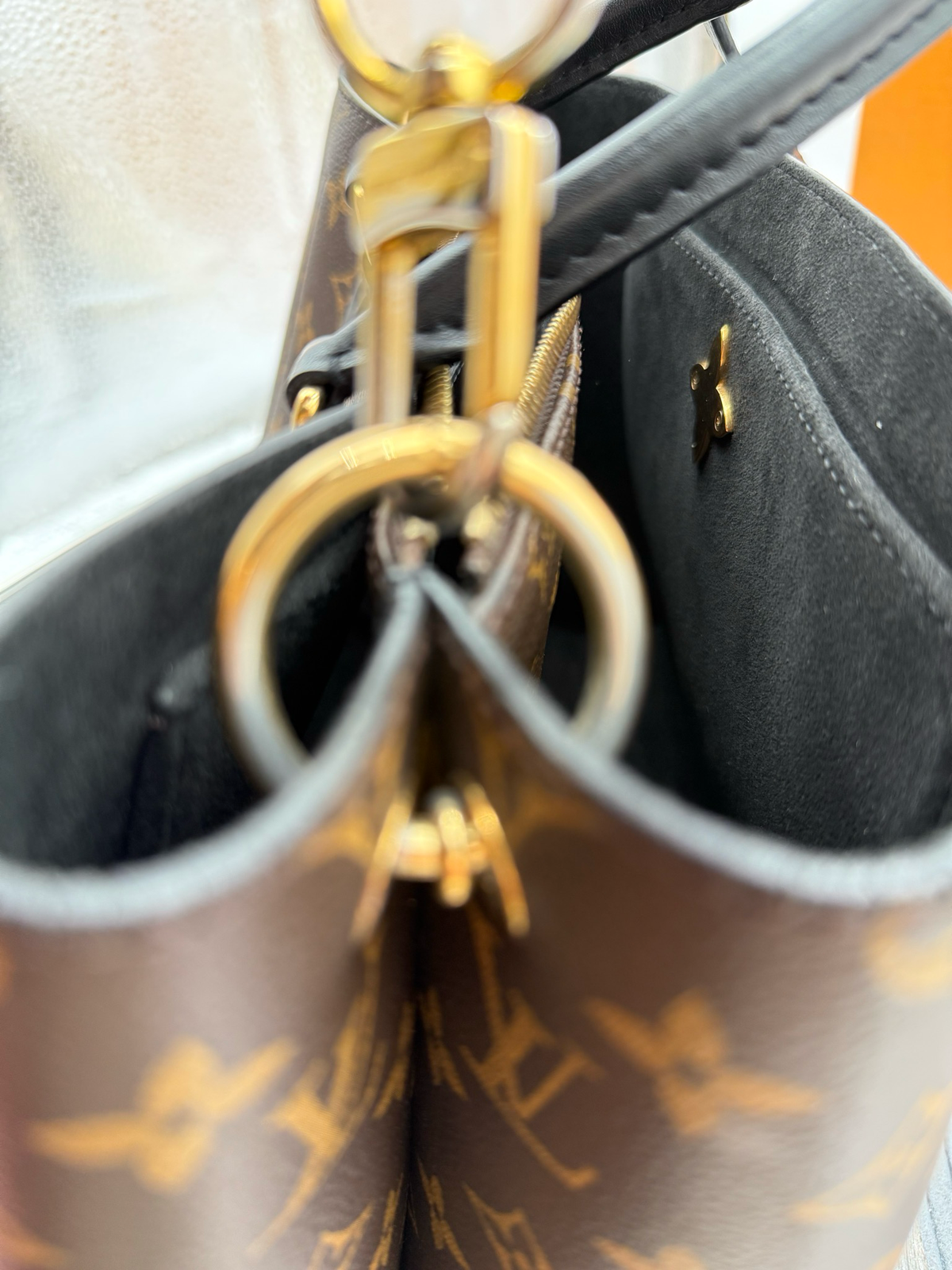 Louis Vuitton Monogram Shoulder Flower Tote Black Leather