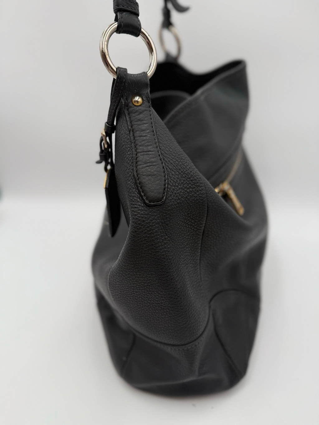 Prada Vitello Daino Hobo Shoulder Bag Black