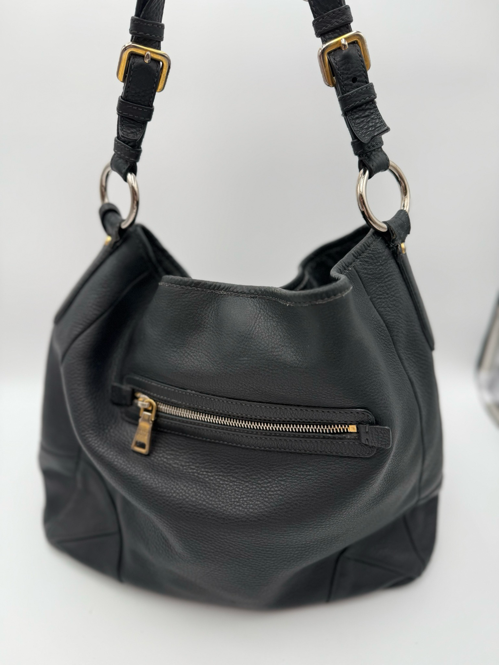 Prada Vitello Daino Hobo Shoulder Bag Black