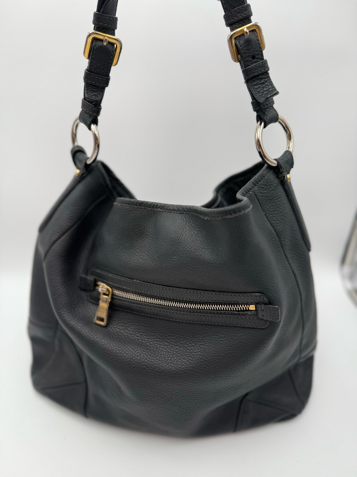 Prada Vitello Daino Hobo Shoulder Bag Black