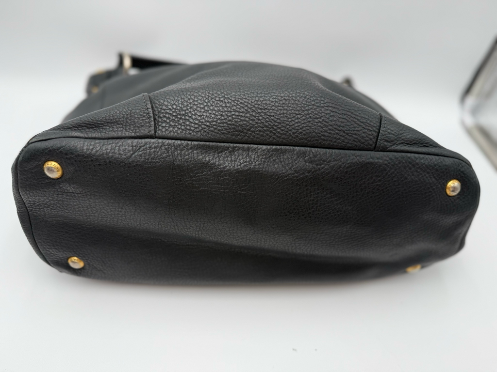 Prada Vitello Daino Hobo Shoulder Bag Black