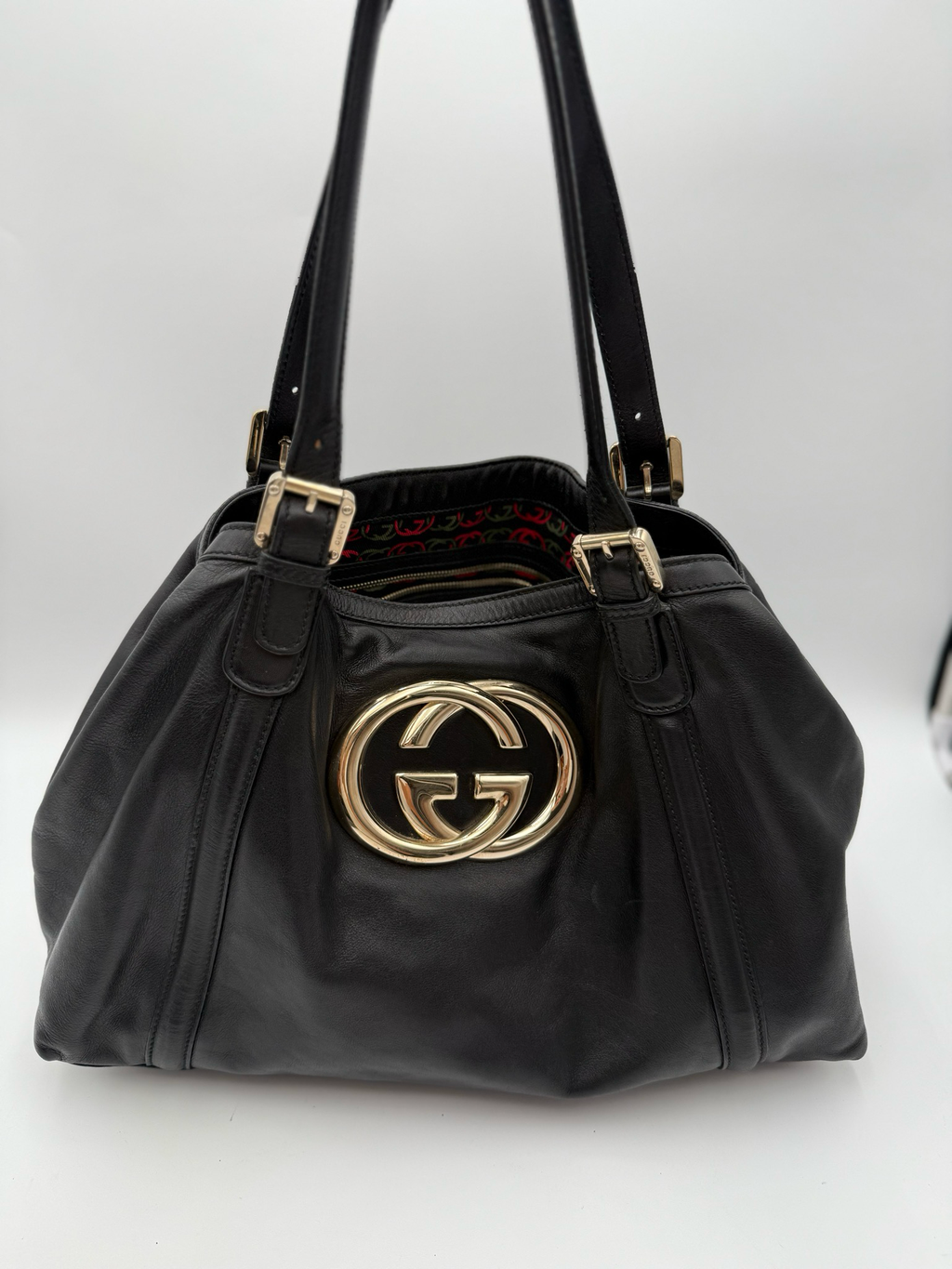Gucci Soft Leather Medium Britt Tote Shoulder Bag