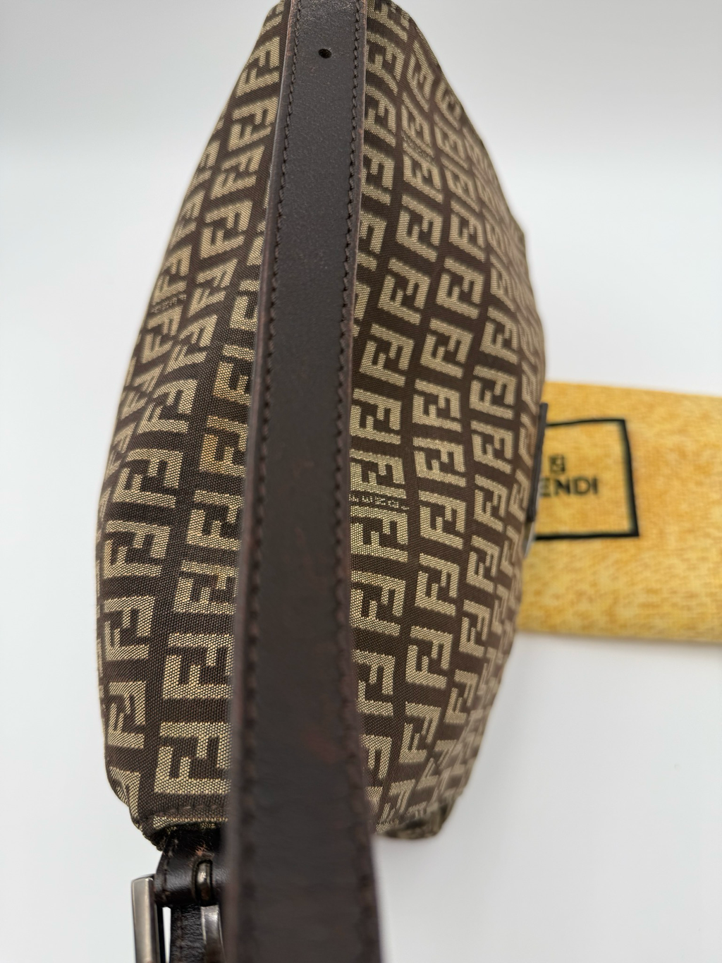 Fendi Zucca Canvas Baguette Mama Hobo Shoulder Bag