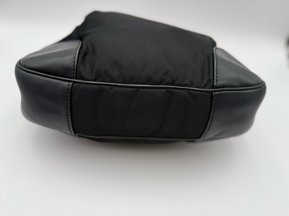 Prada Nylon Tessuto Hobo Shoulder Bag Triangle Logo Black