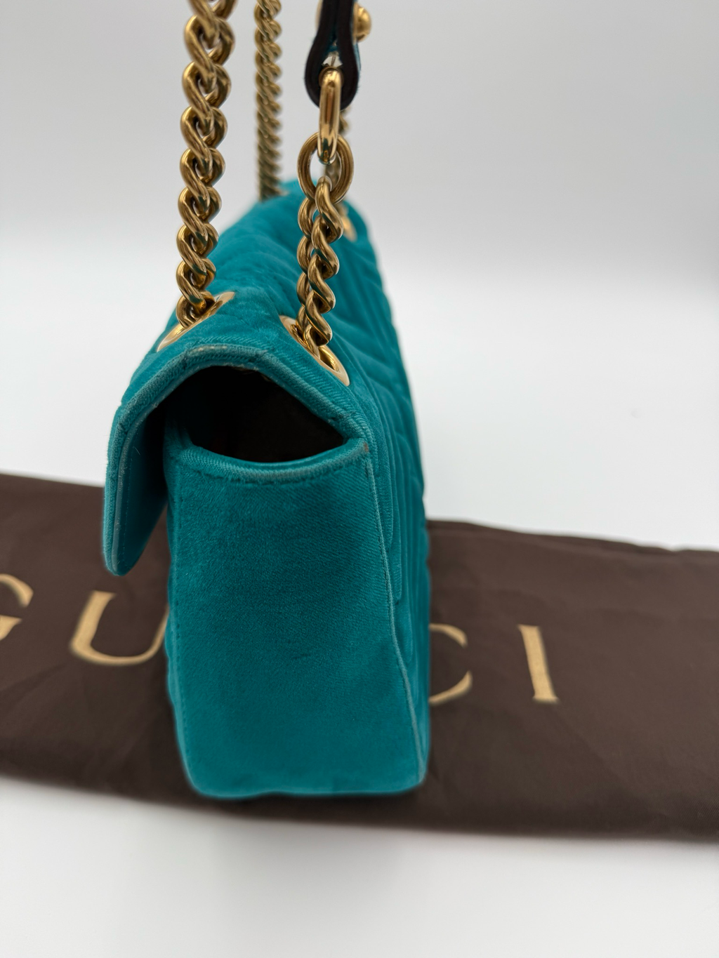 Gucci Marmont Suede Velvet Chain Strap Crossbody Messenger