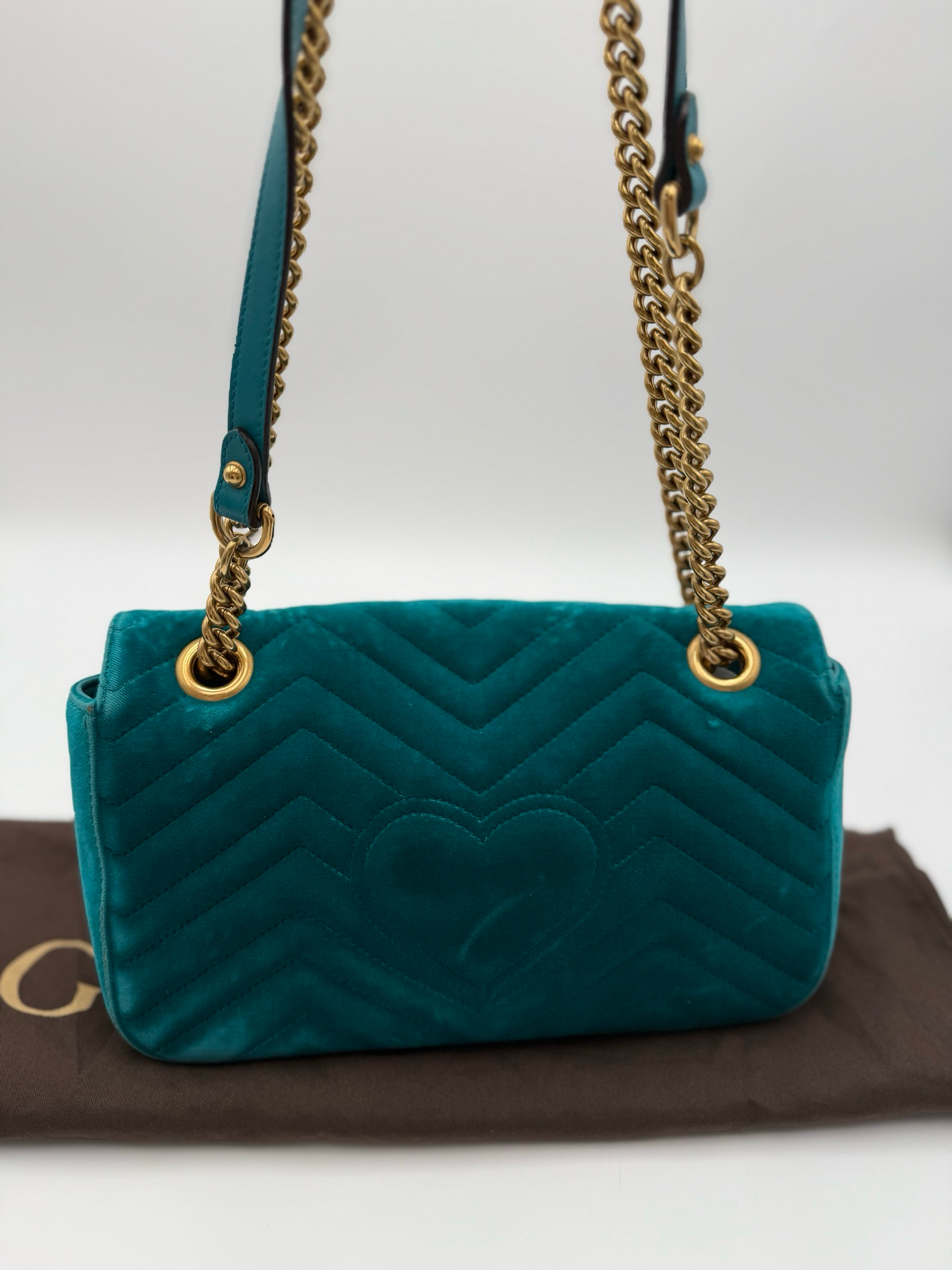 Gucci Marmont Suede Velvet Chain Strap Crossbody Messenger