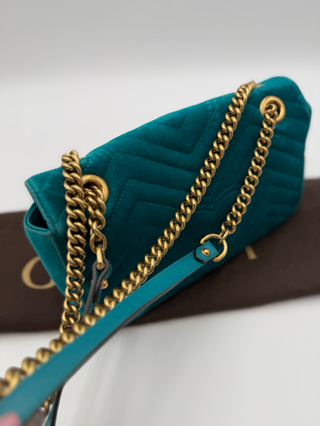 Gucci Marmont Suede Velvet Chain Strap Crossbody Messenger