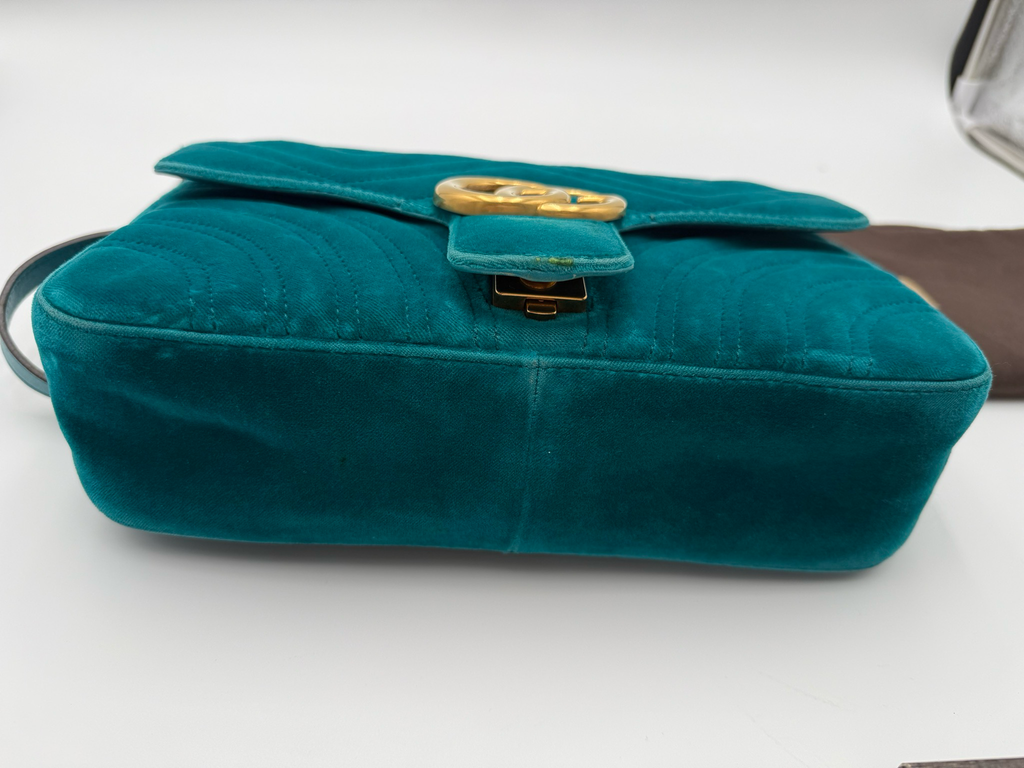 Gucci Marmont Suede Velvet Chain Strap Crossbody Messenger