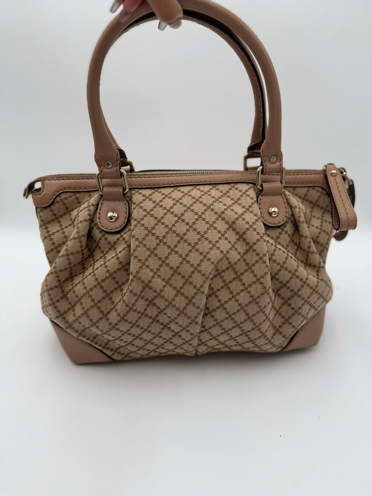 Gucci Sukey Canvas Diamante Zipper Top Handle