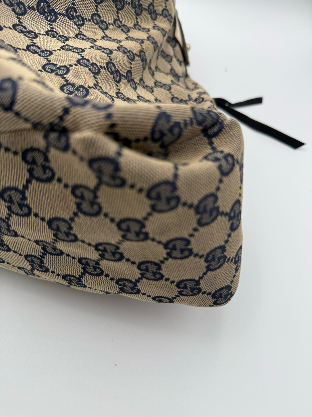 Gucci Monogram Canvas Hobo Horsebit Large Shoulder Bag