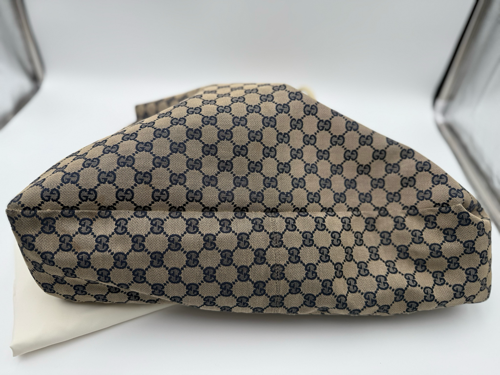 Gucci Monogram Canvas Hobo Horsebit Large Shoulder Bag