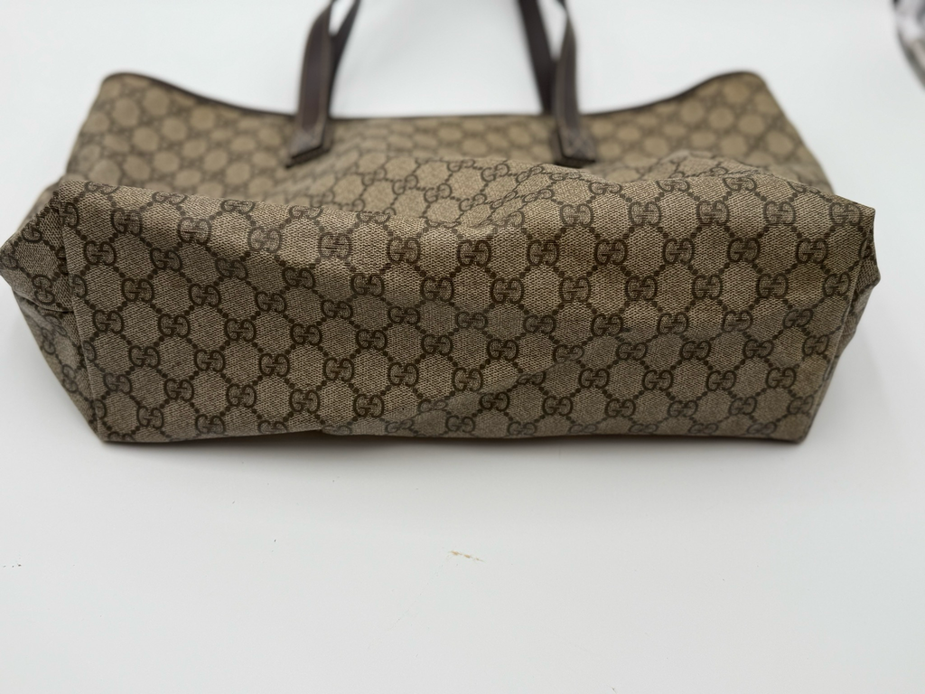 Gucci Monogram Supreme Zipper Tote Shoulder Bag