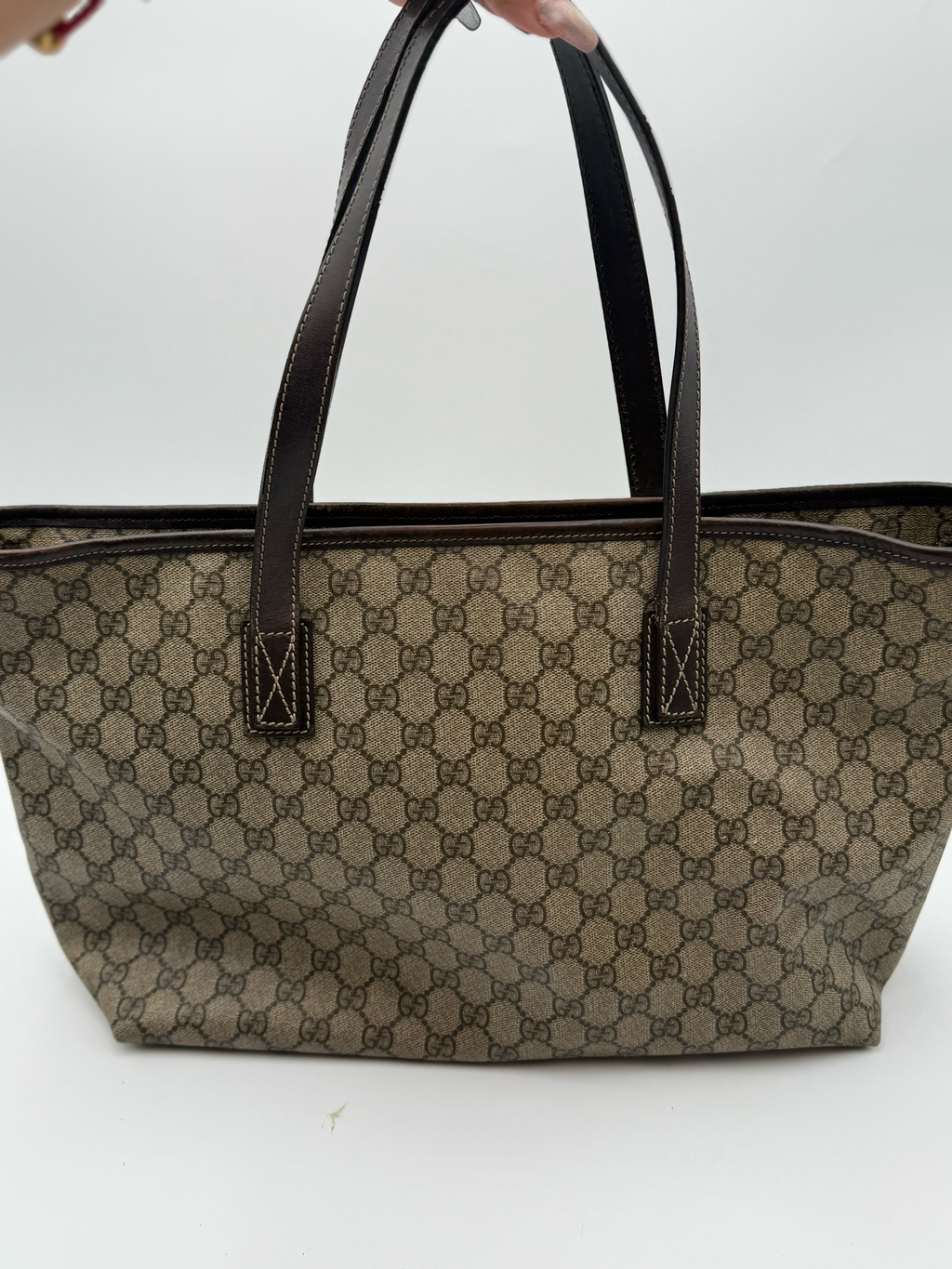 Gucci Monogram Supreme Zipper Tote Shoulder Bag
